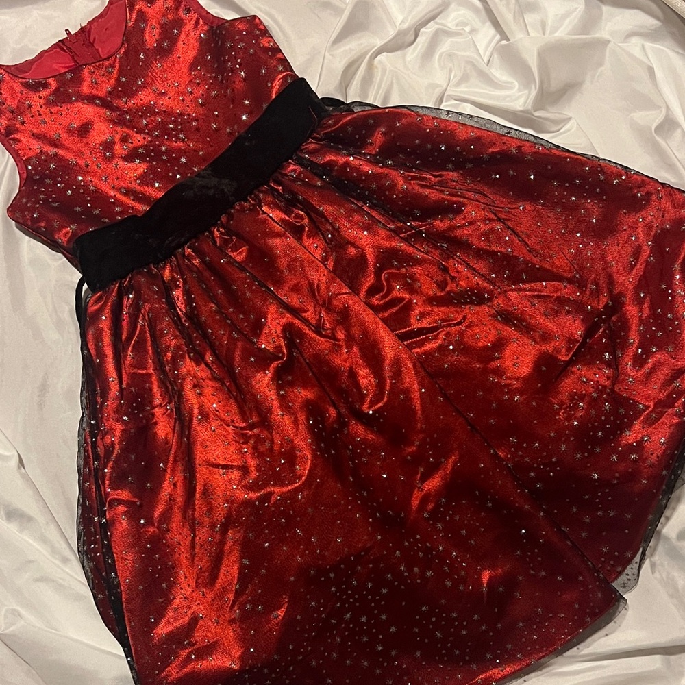 Elegant Red Kids Dress with Black Accents